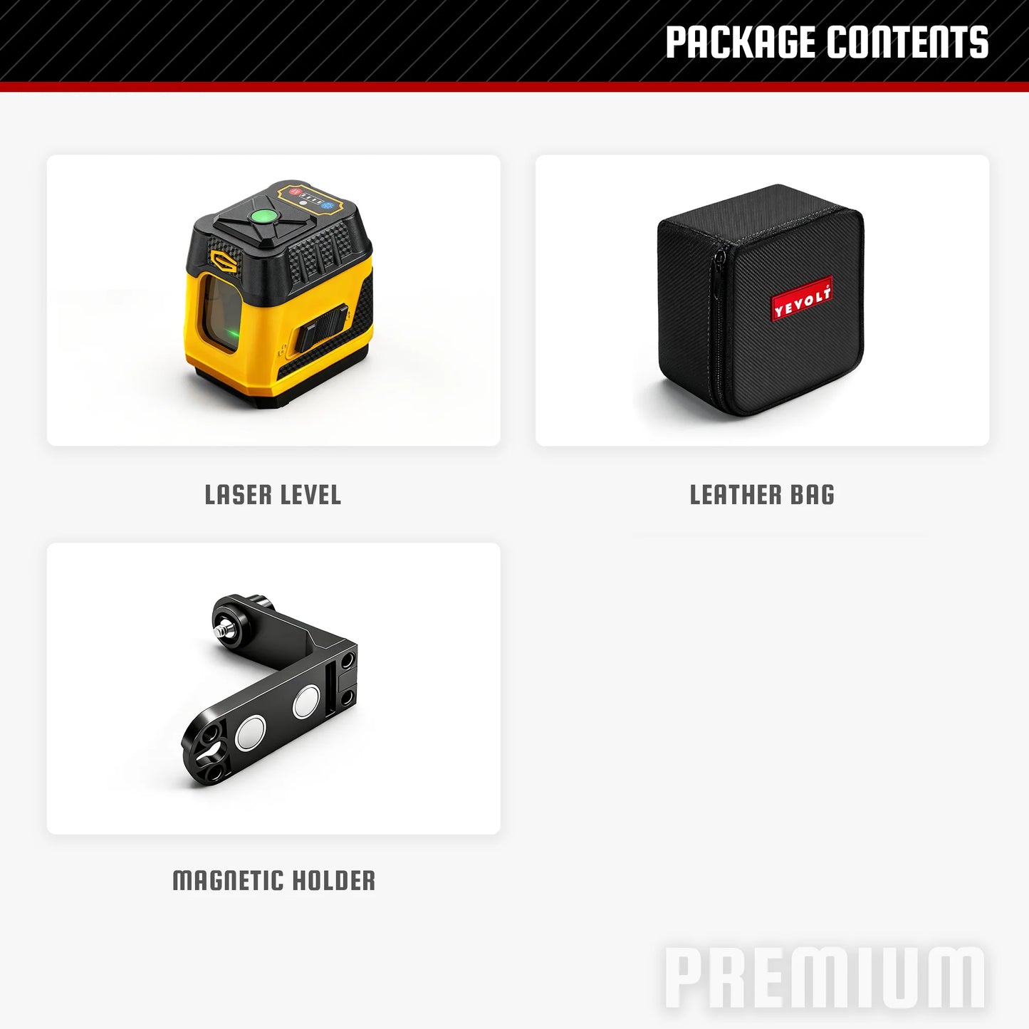 YEVOLT YVGLL4HF2 2-Line Green Laser Level - Bright Green Cross Line Laser with Self-Leveling, High Precision for Home Renovation