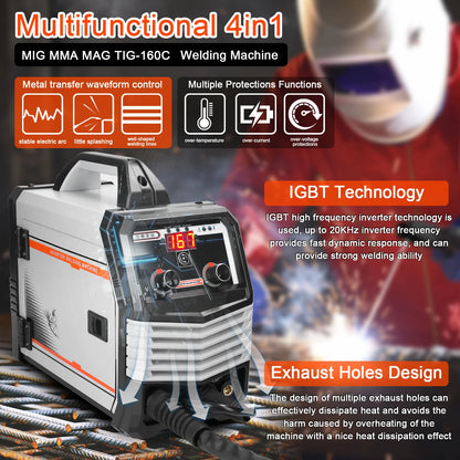 MIG MMA MAG TIG-160C Inverter Welders Electric Welding Machine Equipment Intelligent Welders 4in1/2in1/Welding Wire(optional)