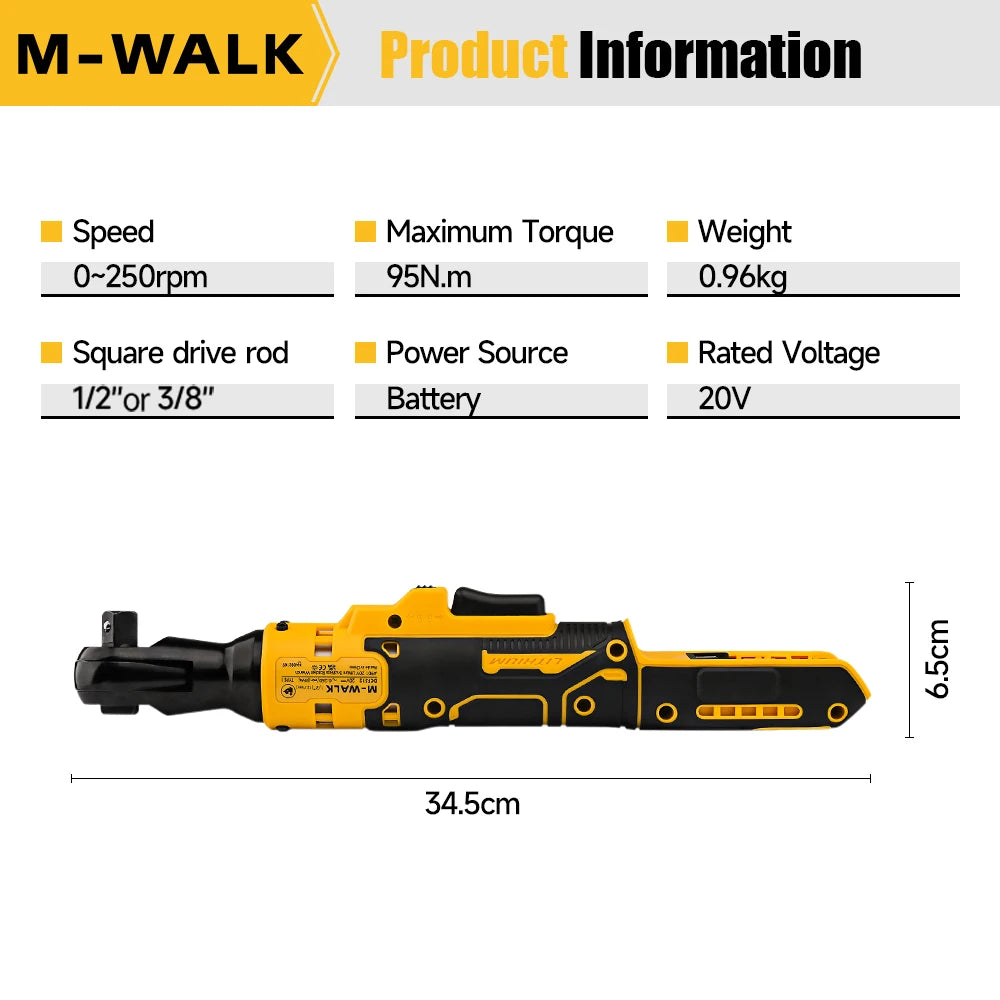 Electric Ratchet Wrench 95N.M Cordless Driver 3/8'' Impact Drill Removal Screw Nut Repair Power Tools For Dewalt 20V Battery Pin