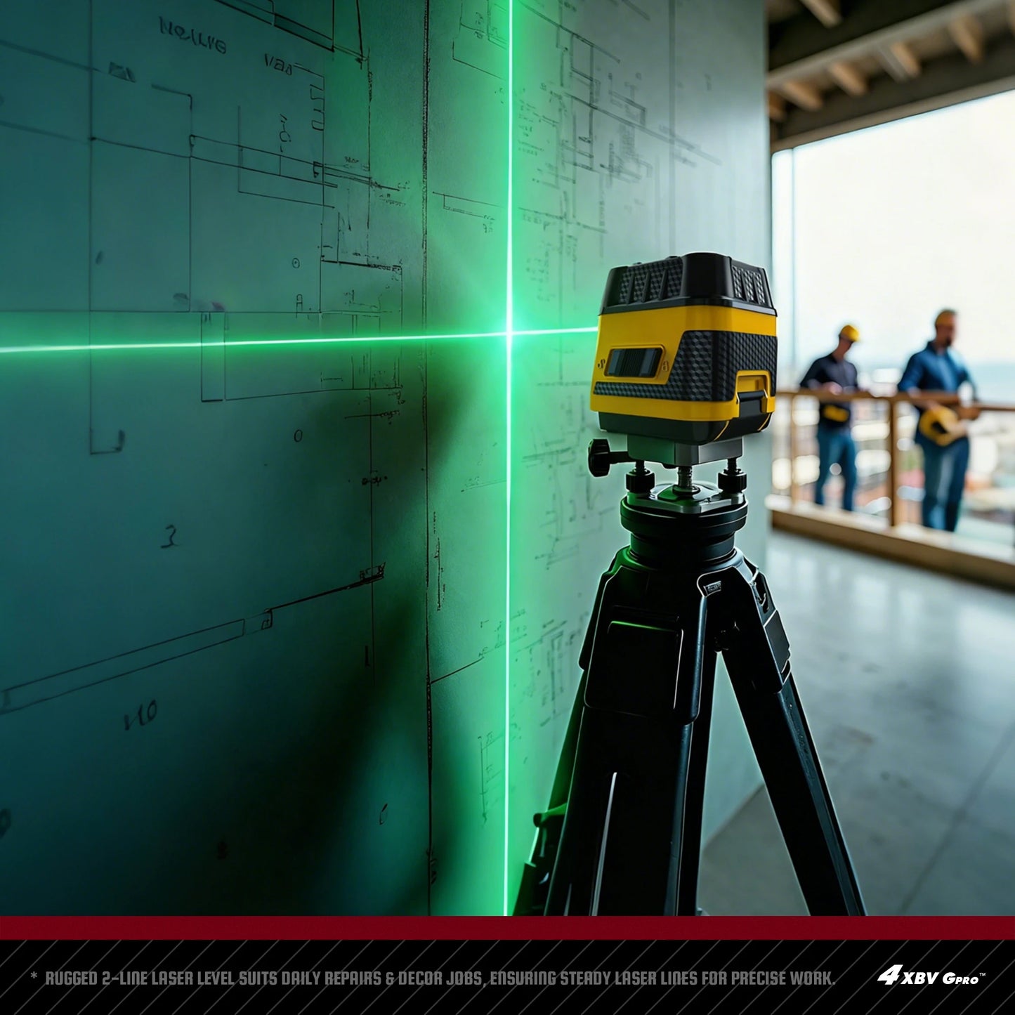 YEVOLT YVGLL4HF2 2-Line Green Laser Level - Bright Green Cross Line Laser with Self-Leveling, High Precision for Home Renovation