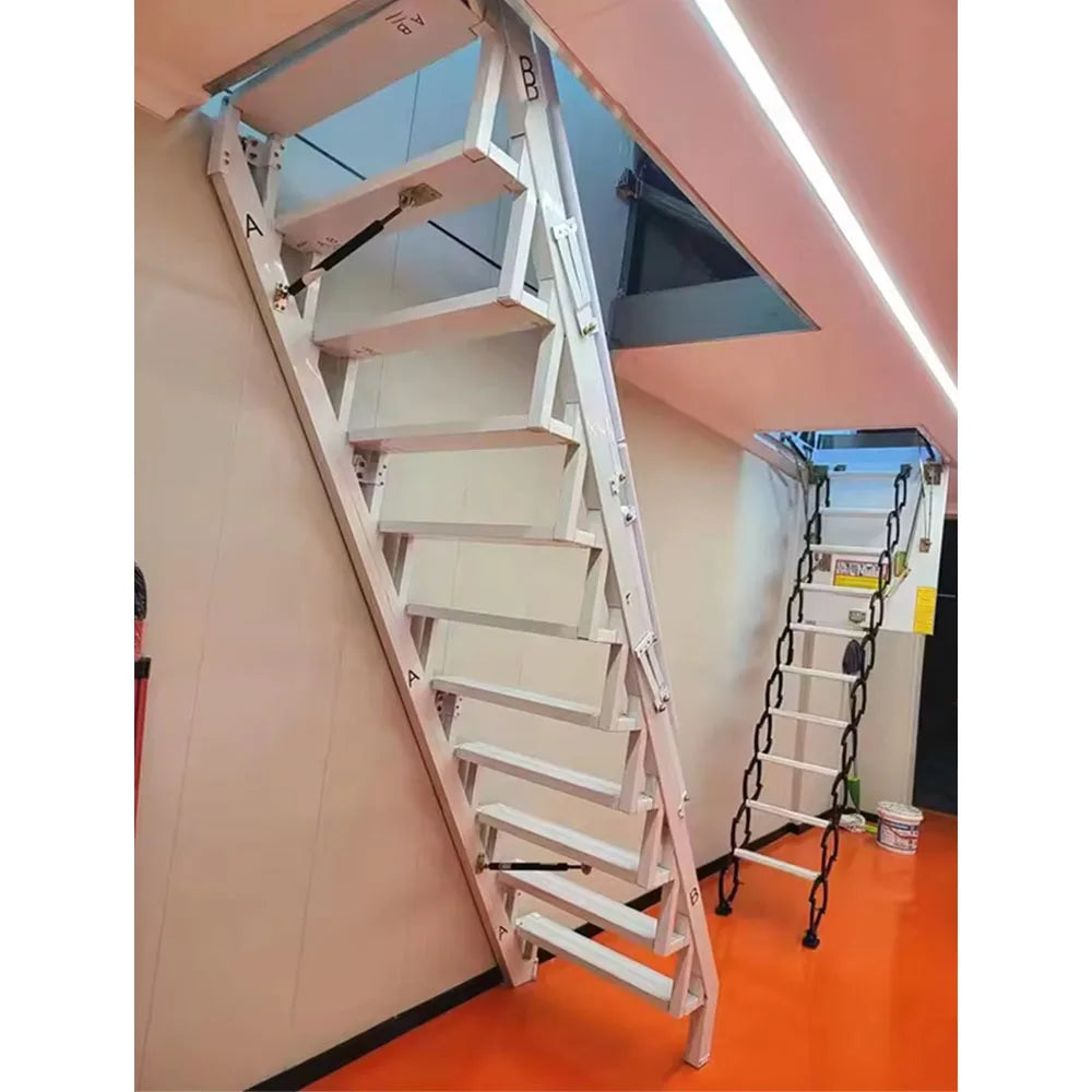Folding Ladder Stairs Custom Outdoor Fire Small Duplex Indoor and Outdoor Loft Second Floor Villa Loft Home Small Apartment