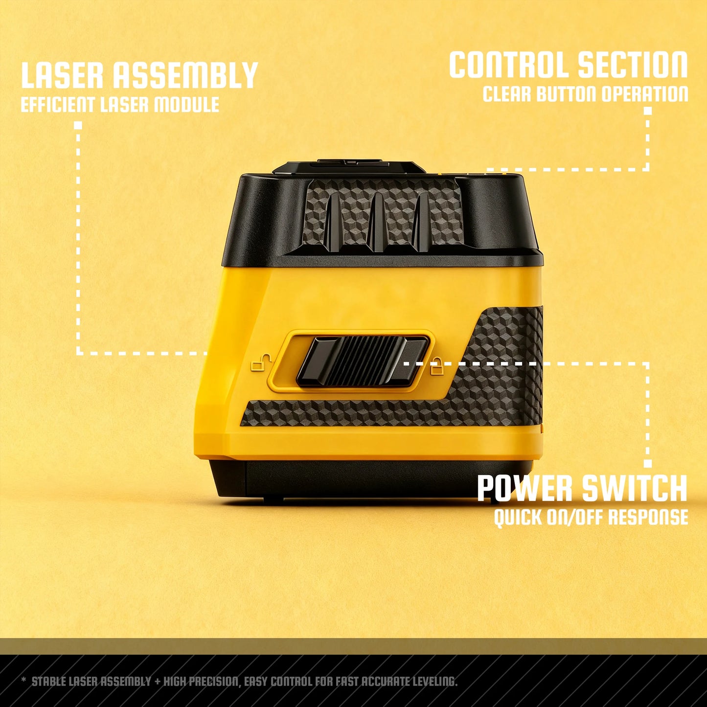 YEVOLT YVGLL4HF2 2-Line Green Laser Level - Bright Green Cross Line Laser with Self-Leveling, High Precision for Home Renovation