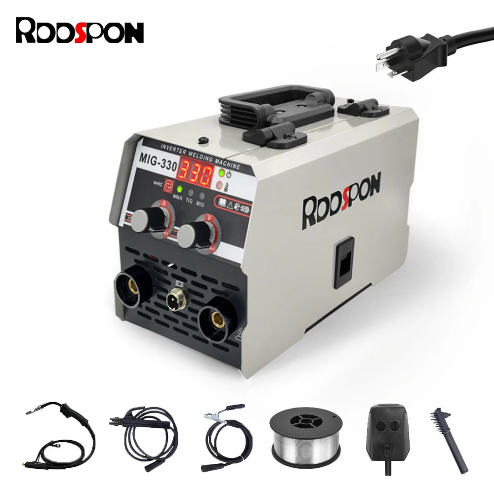 330A Welders 3 in 1 No Gas Inverter Welding Machine MIG MMA TIG Lift Semi Automatic Spot Welder for Household Metal Work RDDSPON