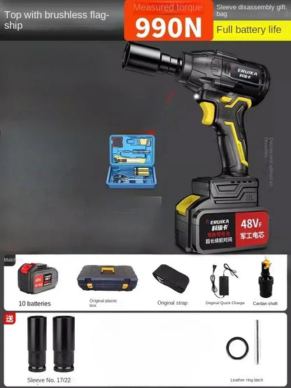 High-Torque Electric Wrench with Brushless Lithium-Ion Impact Wind Gun
