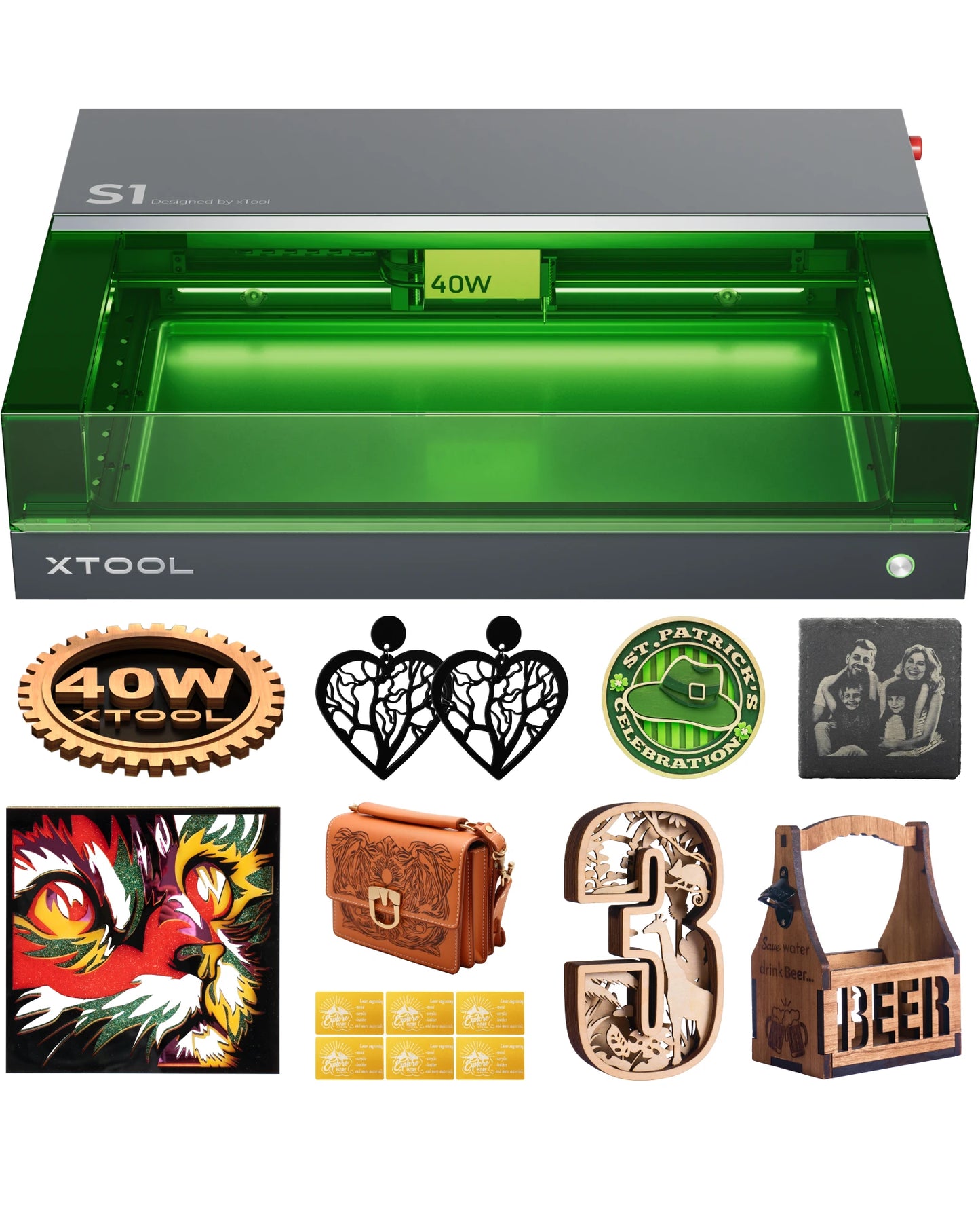 xTool S1 40W Laser Cutter and Laser Engraver Machine, 23.93" x 15.16" Bed Size, 600mm/s Speed for Wood and Metal, Acrylic